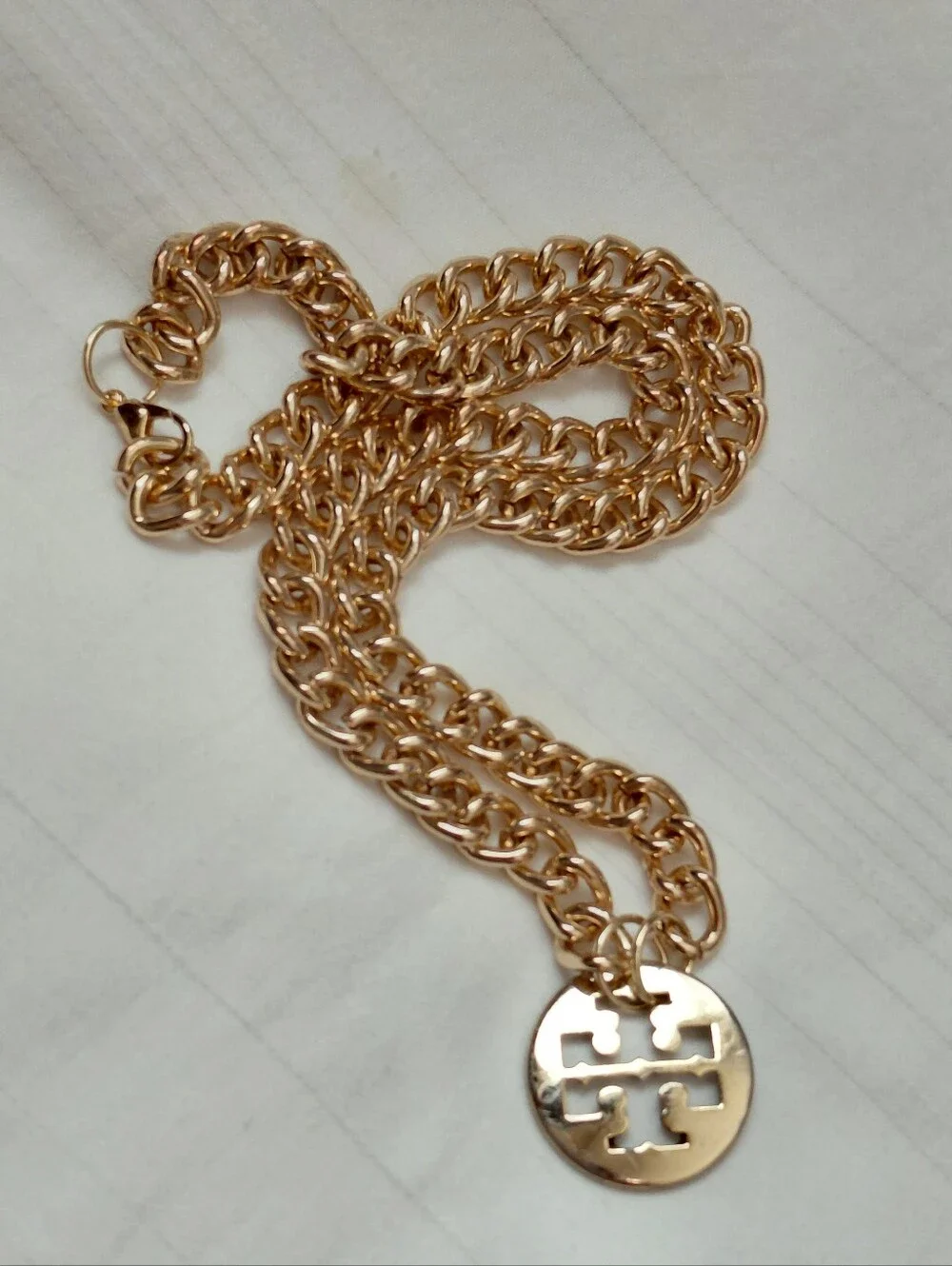 Tory Burch Gold Charm Logo Necklace